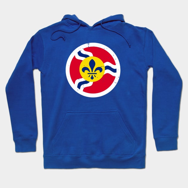 Retro St Louis Missouri City Flag // Vintage STL Grunge Emblem Hoodie by Now Boarding